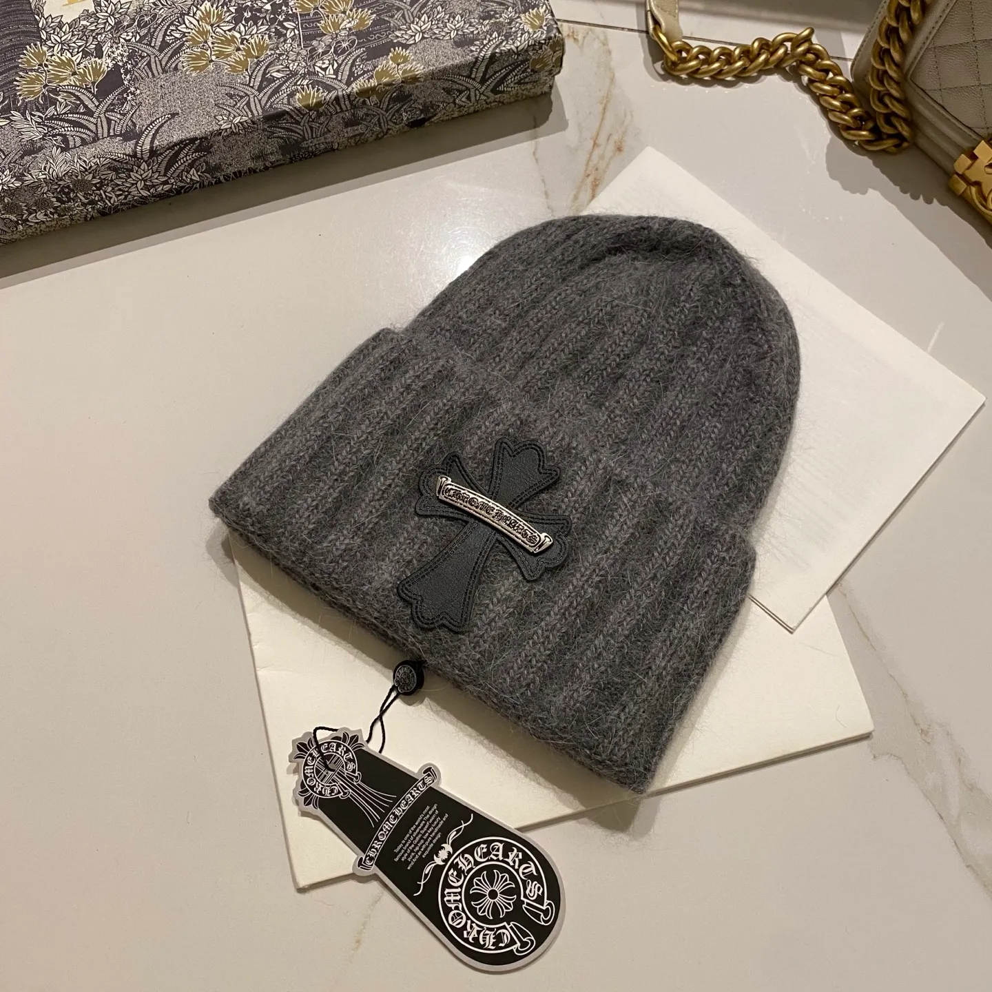Crow Heart Rabbit Fur Knitted Hat